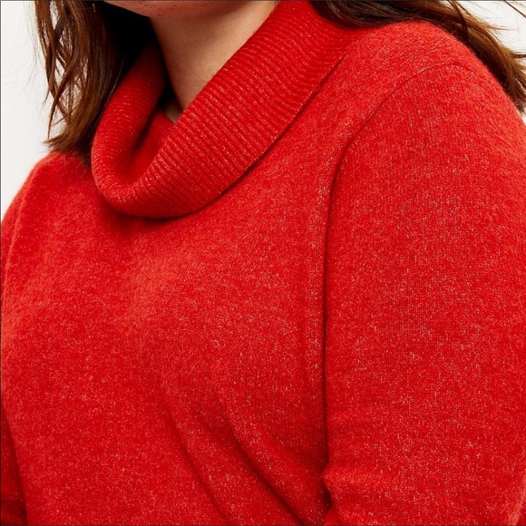 LOFT | Plus Cowl Neck Tunic Sweater Tamale Red New 16/18 20/22 24/26 Christmas - Picture 4 of 13